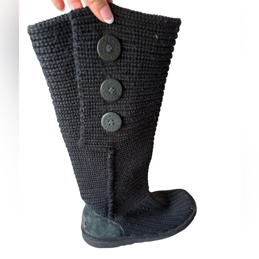 UGG Black Knit Button Mid-Calf Boot